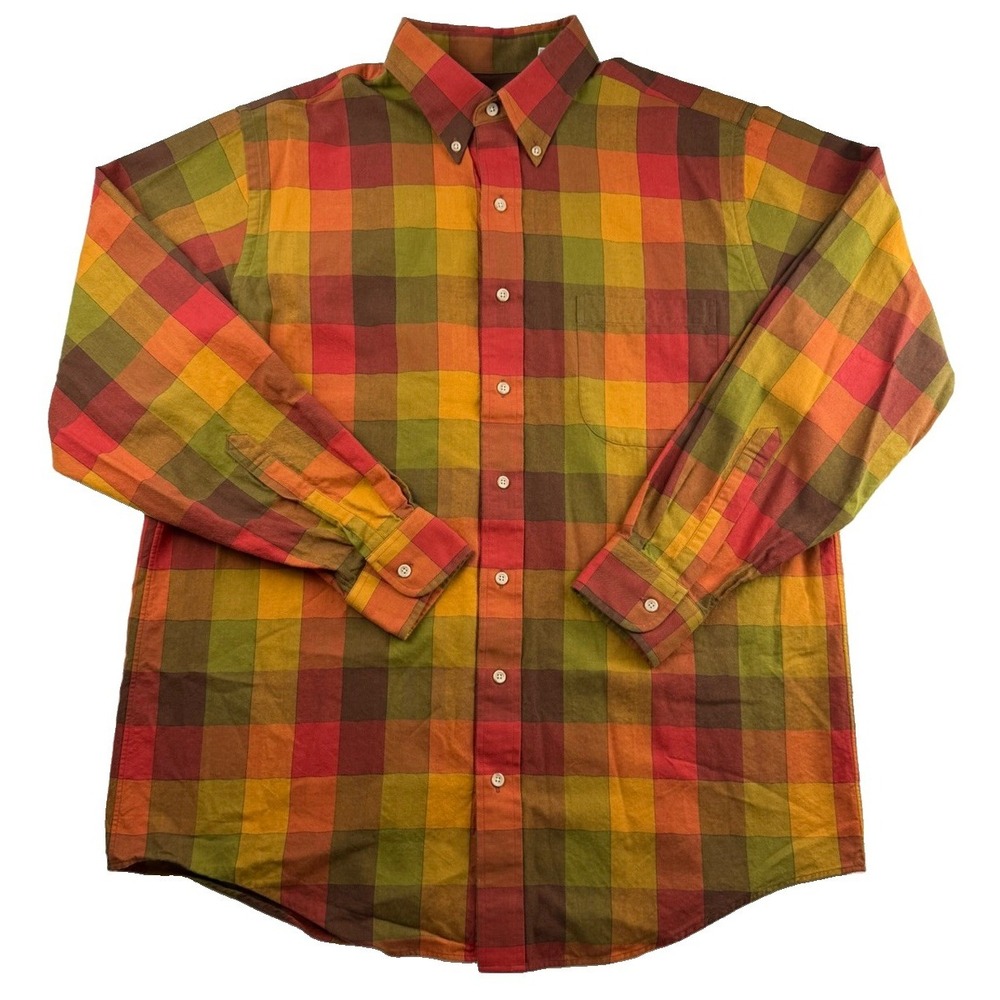 VTG Viyella Mens L Plaid Shirt Cotton Wool Blend Heritage Grandpacore Mustard
